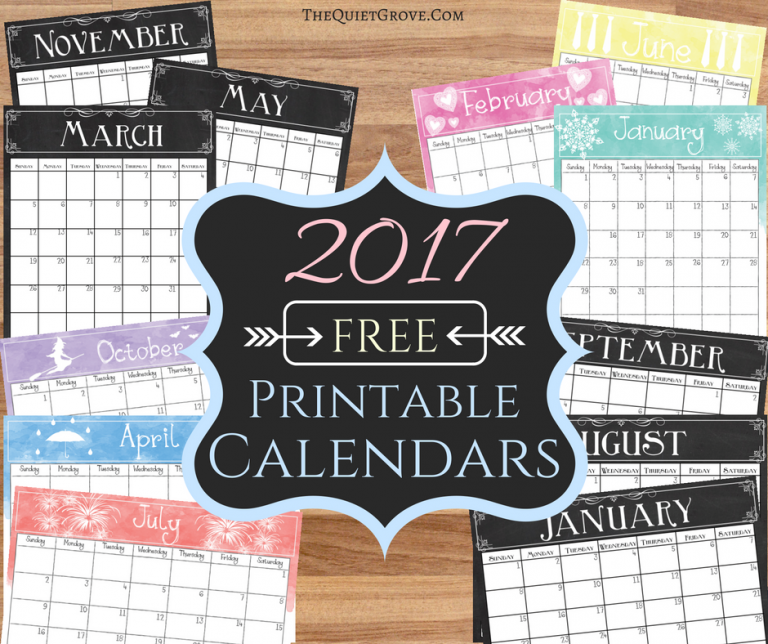 Free 2017 Calendar Printables!