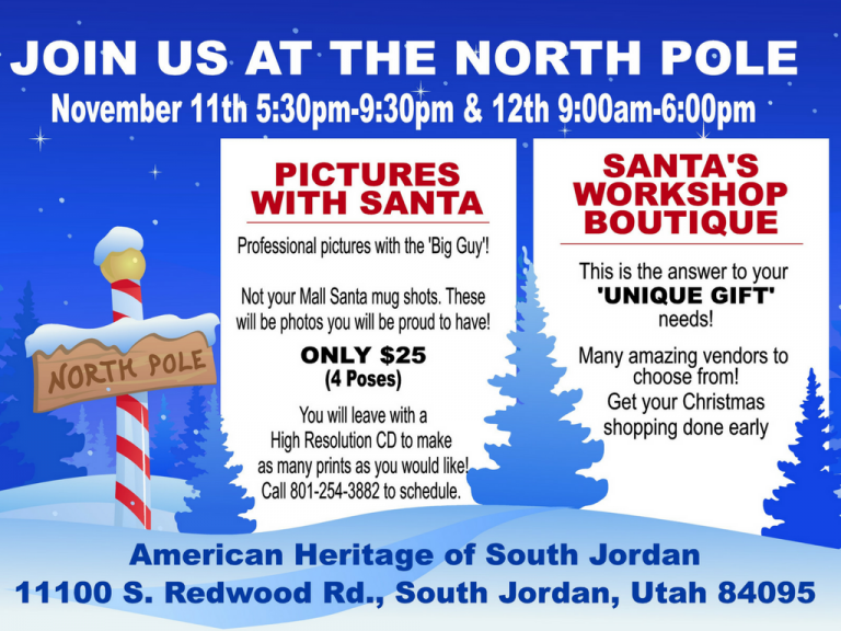 Get Pictures with Santa Nov 11th & 12th in South Jordan Utah (+ Christmas Boutique Shopping)