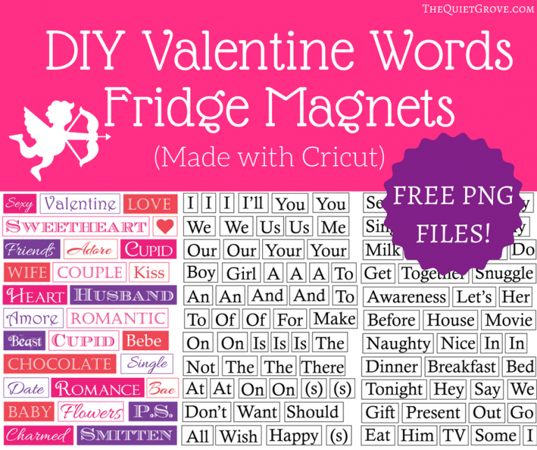 DIY Valentine Word Fridge Magnets (made with Cricut)