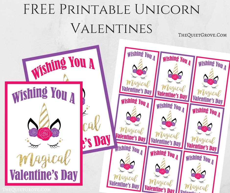 FREE Printable Unicorn Valentines ⋆ The Quiet Grove