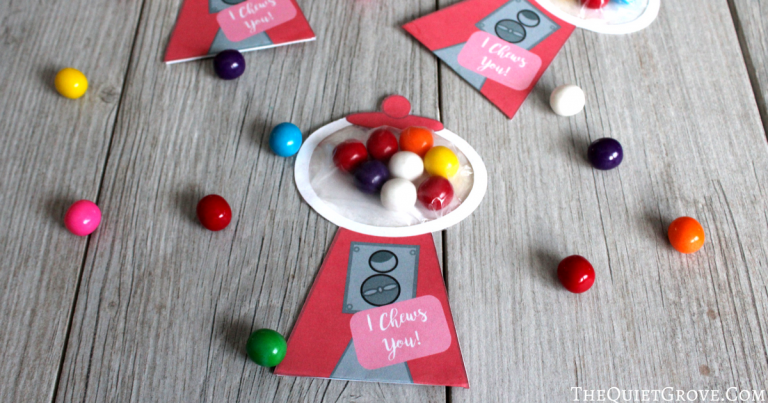 DIY Gumball Machine Valentines Made with Cricut (with FREE PNG Print and Cut file)