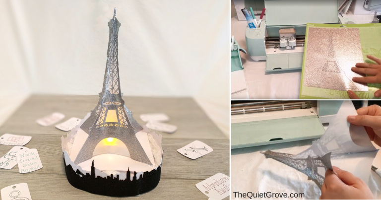 DIY 3D Eiffel Tower made with Cardstock and Vellum (With Free SVG Cut File)