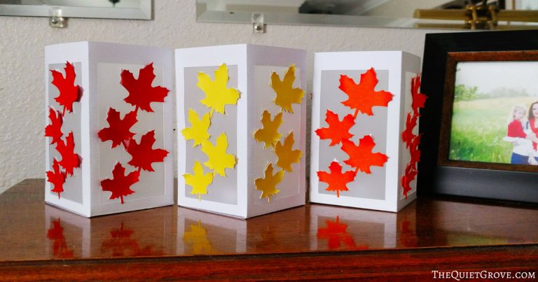DIY Fall Leaf Paper Lanterns made with a Cricut