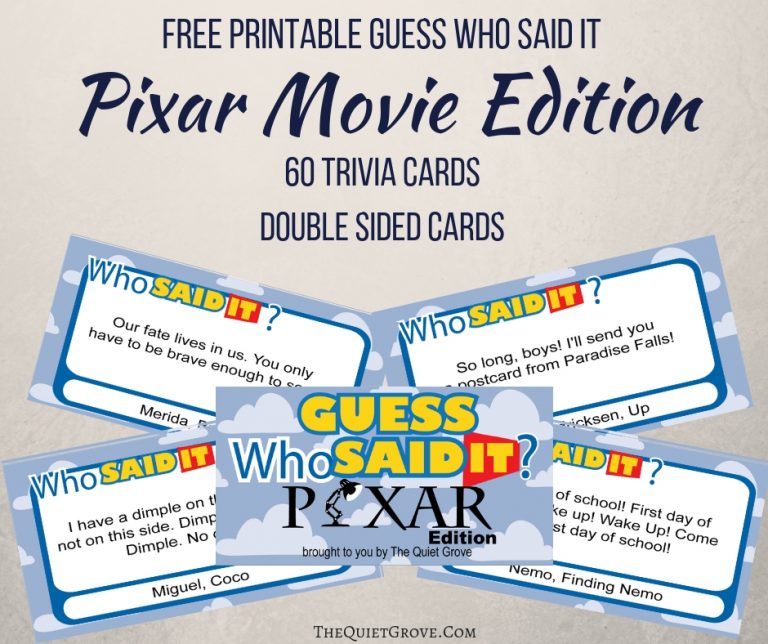 Free Printable Guess Who Said It Pixar Edition ⋆ The Quiet Grove
