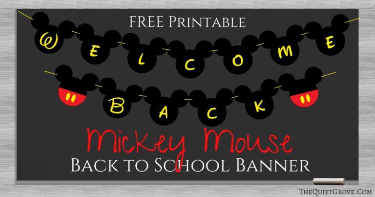 Free Printable Mickey Mouse "Welcome Back" Banner