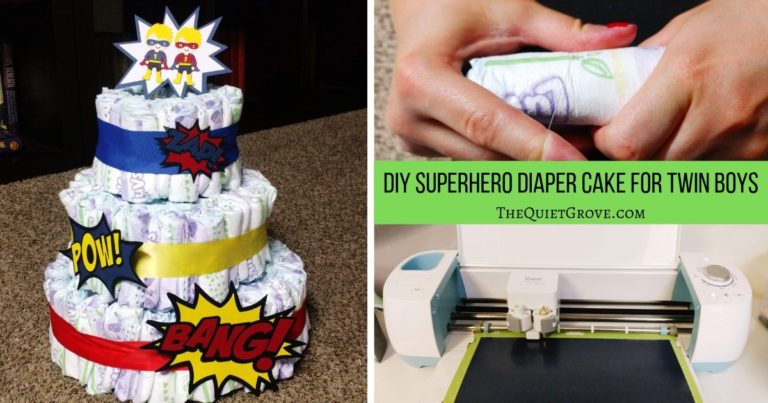 DIY Superhero Diaper Cake for Twin Boys