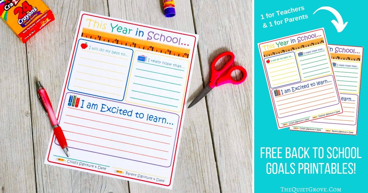 Free Back To School Goals Printable ⋆ The Quiet Grove