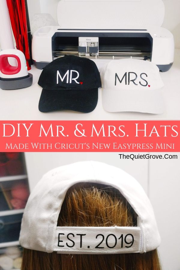Have you seen Cricut's new Easypress Mini? It was designed to work with difficult places on hats like this easy DIY Mr & Mrs hat I made as a wedding gift. #CricutCreated #Easypressmini