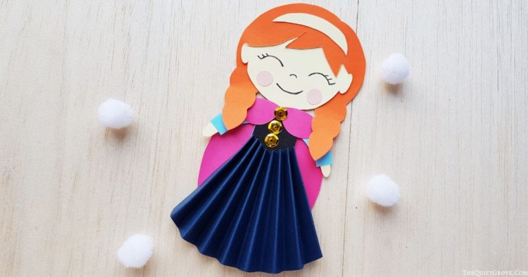 Frozen Inspired Princess Anna Paper Doll Craft (with free printable template)