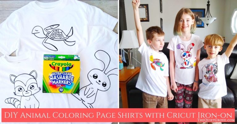 DIY Animal Coloring Page Shirts with Cricut Iron-on