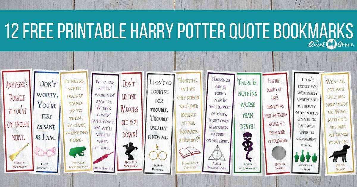 12 Free Printable Harry Potter Quote Bookmarks The Quiet Grove