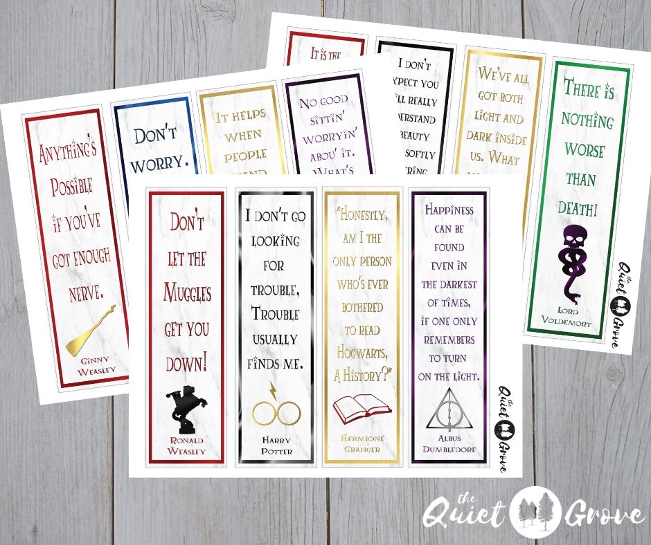 Download 12 Free Printable Harry Potter Quote Bookmarks 4 The Quiet Grove