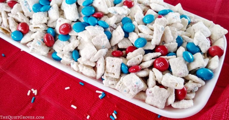 Patriotic Cake Batter Muddy Buddies