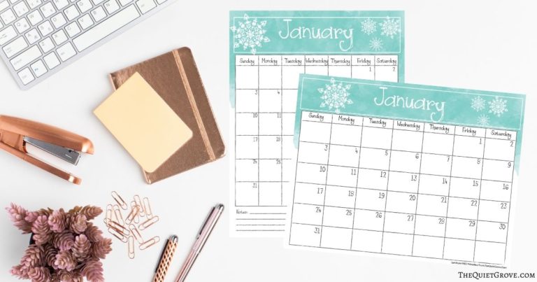 Free Watercolor Printable 2021 Calendars