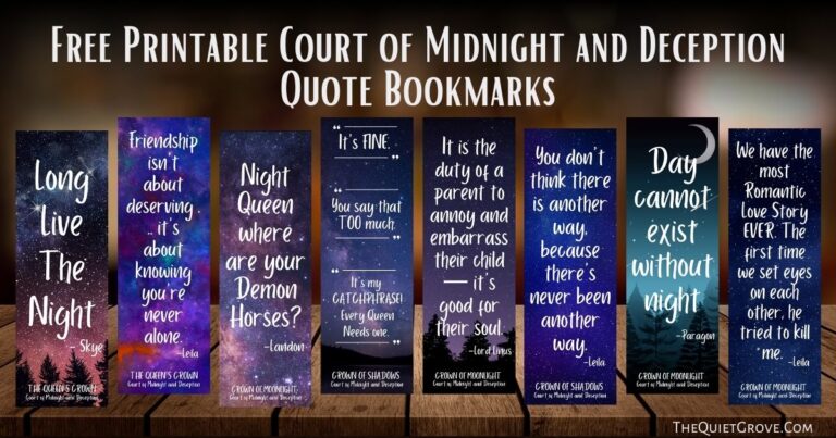Free Printable Court of Midnight and Deception Quote Bookmarks