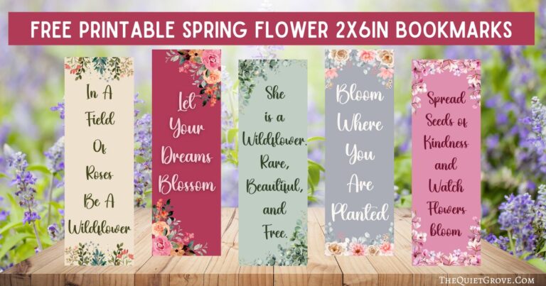 Free Printable Spring Flower 2x6in Bookmarks